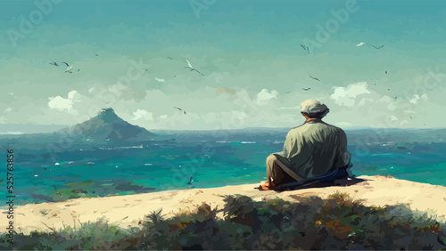 man looking at sea