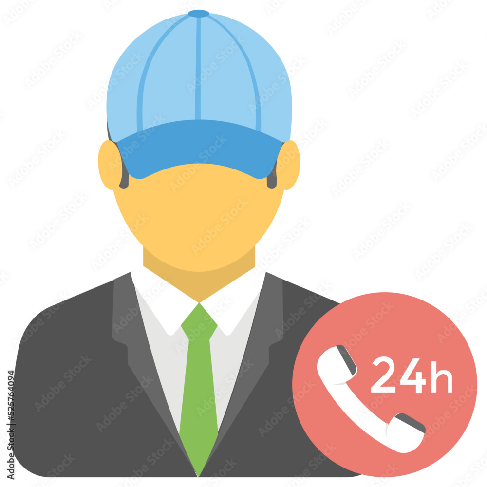 Customer Representative Flat Colored Icon Customer Representative Flat Colored Icon