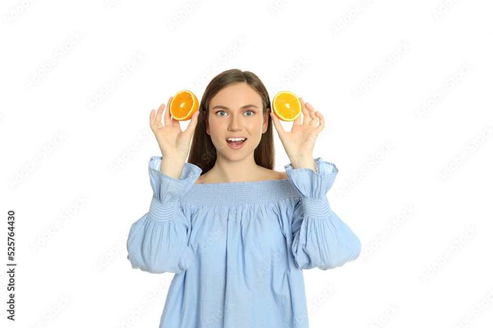 Concept of people, young woman isolated on white background Concept of people, young woman isolated on white background