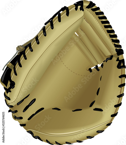 A realistic PNG graphic of a catchers baseball mitt with a transparent background
