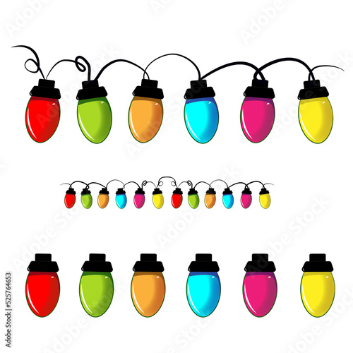 PNG strands of Christmas lights. Large, small and individual bulbs with a transparent background.
