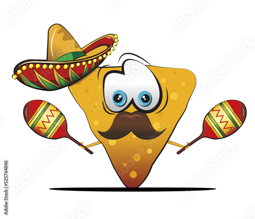 Tortilla nacho chip character. PNG with a transparent background