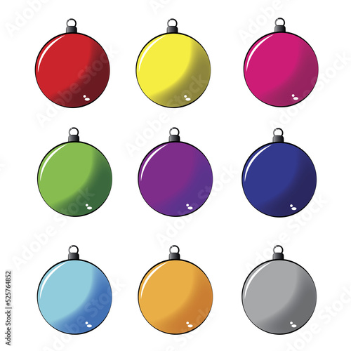 9 PNG Christmas ornaments with a transparent background.