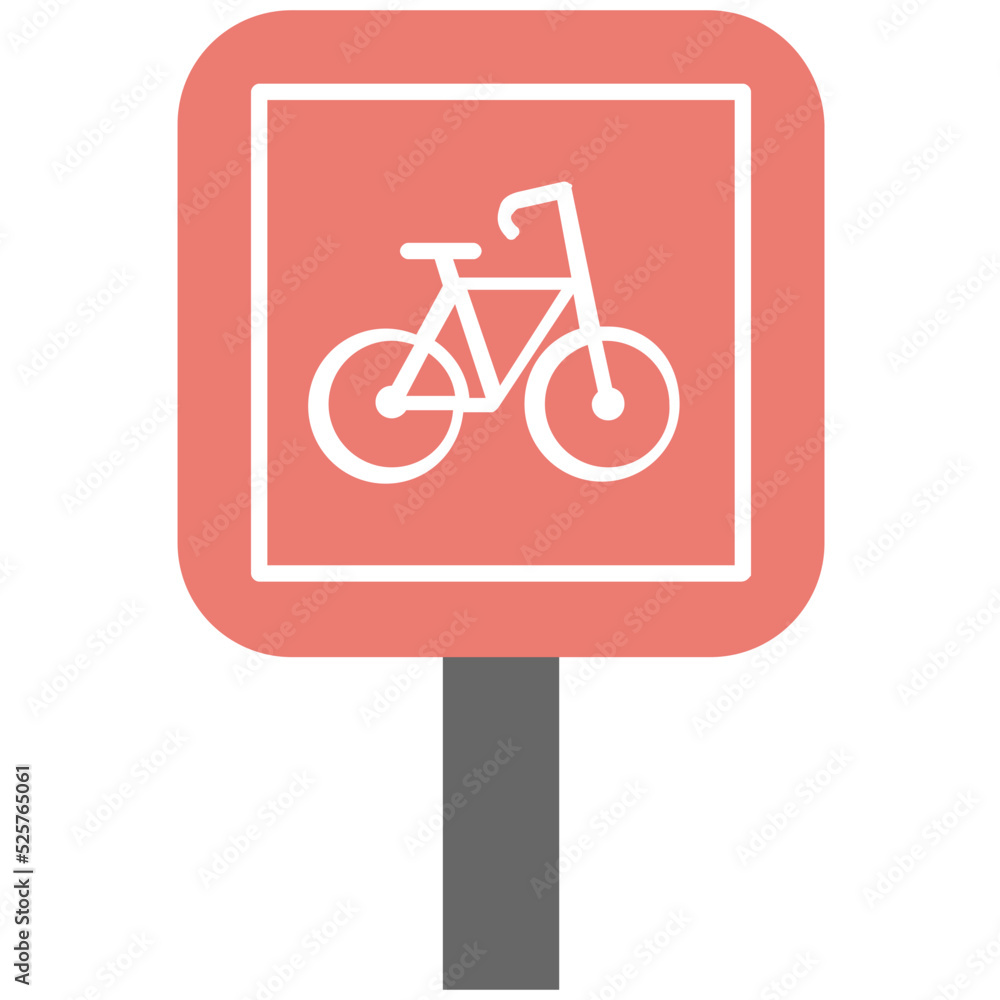 Cycle Lane Sign Flat Colored Icon Cycle Lane Sign Flat Colored Icon