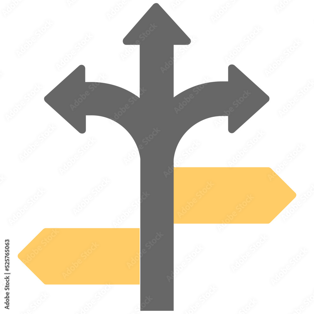 Junction Ahead Flat Colored Icon Junction Ahead Flat Colored Icon