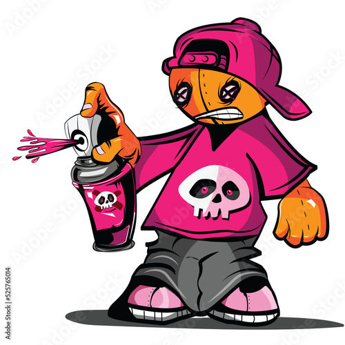 Spray painting Voodoo doll type character tagging. PNG with a transparent background.	
