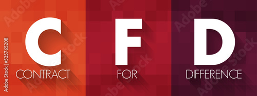 CFD Contract For Difference -  financial contract that pays the differences in the settlement price, acronym text concept background