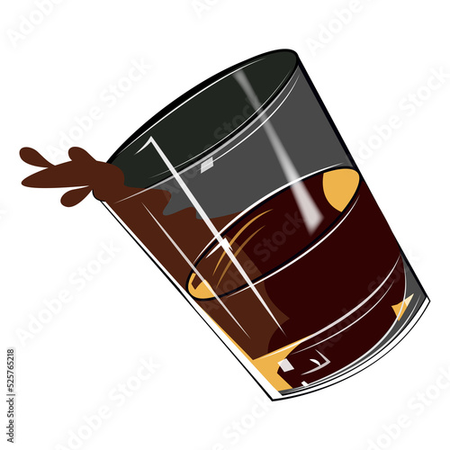 PNG Shotglass with whiskey spilling out of the side with a transparent background