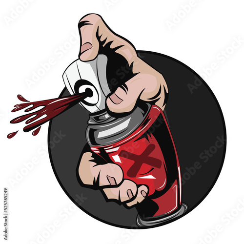 Hand spraying spray paint. PNG transparent background