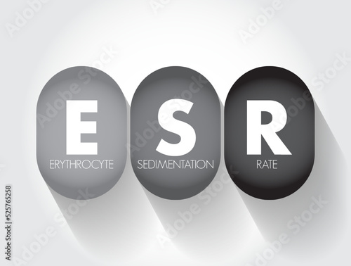 ESR Erythrocyte Sedimentation Rate - type of blood test that measures how quickly erythrocytes settle at the bottom of a test tube that contains a blood sample, acronym text concept