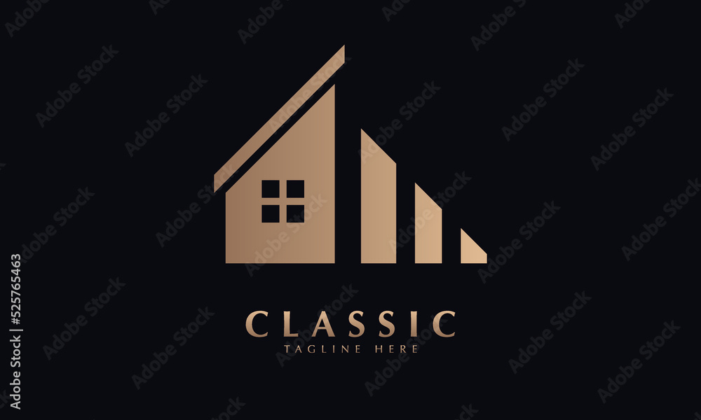 uncomplete house vector logo monogram template