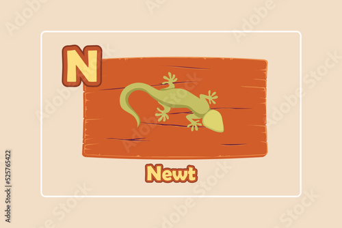 Animal alphabet letter N. English alphabet with cute animal concept. Vector illustration.