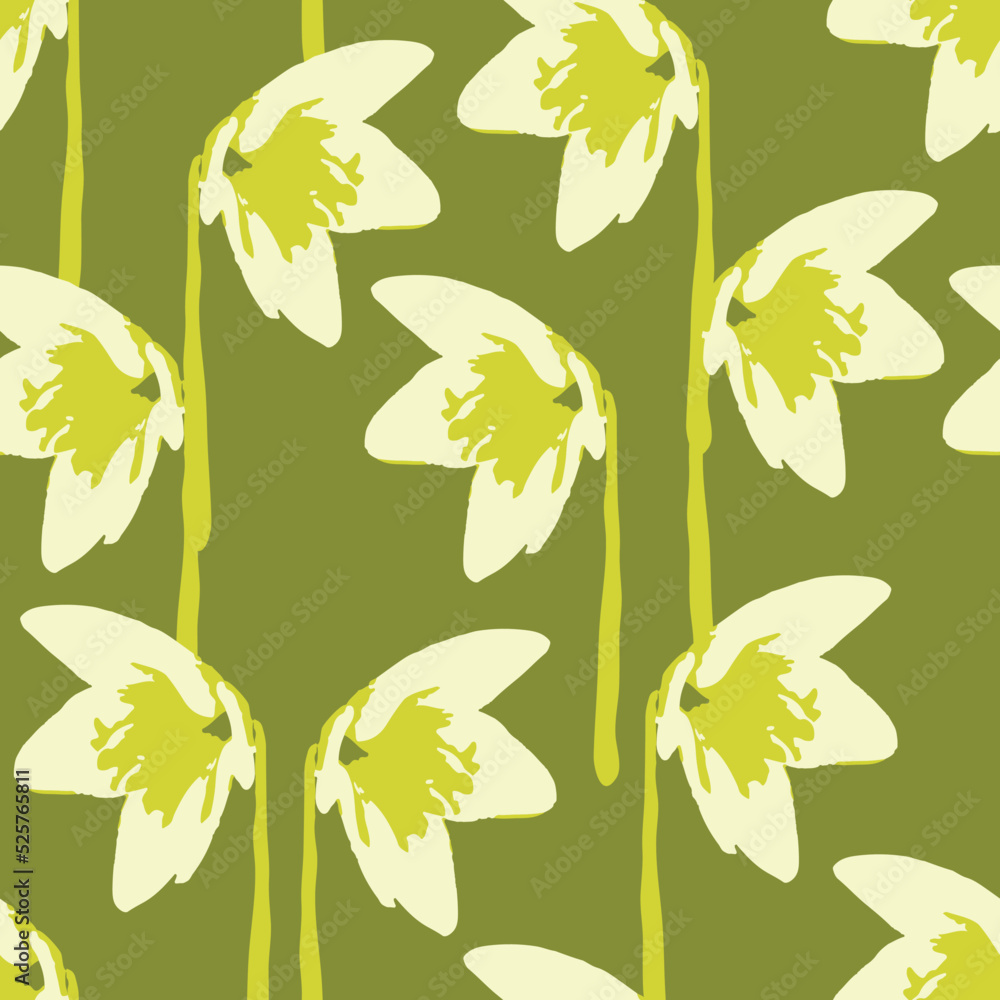 seamless plants pattern background with green flowers , greeting card or fabric