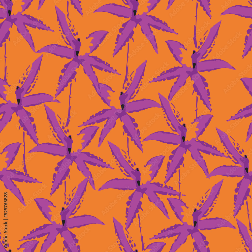 seamless plants pattern background with hand drawn flowers like a star , greeting card or fabric