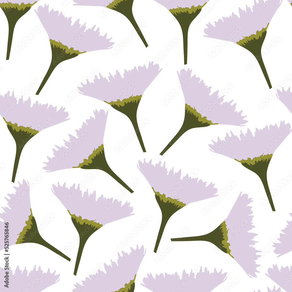 seamless plants pattern background with hand drawn pink flowers , greeting card or fabric