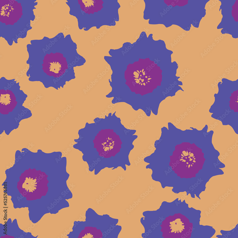 seamless plants pattern background with violet flowers , greeting card or fabric