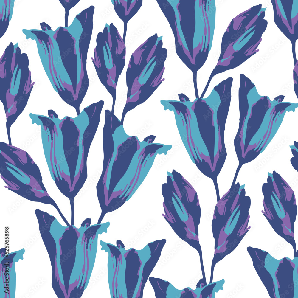 seamless plants pattern background with abstract flowers , greeting card or fabric