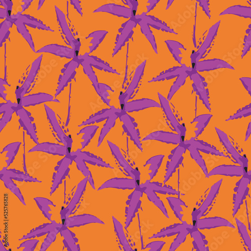 Obraz na płótnie seamless plants pattern background with hand drawn flowers like a star , greeting card or fabric w salonie
