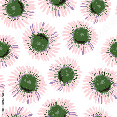 Obraz na płótnie seamless plants pattern background with pink hand drawn flowers , greeting card or fabric w salonie