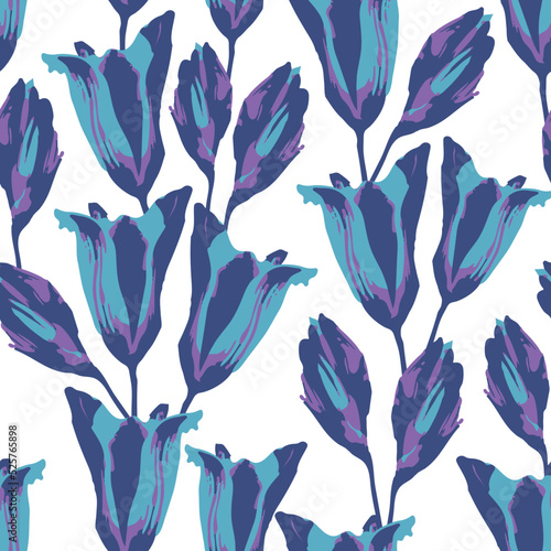 Obraz na płótnie seamless plants pattern background with abstract flowers , greeting card or fabric w salonie