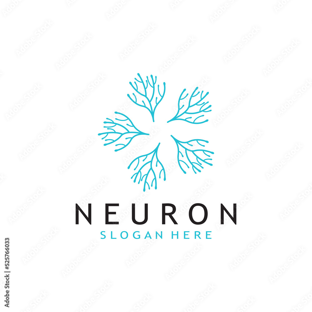 nerve cell logo or neuron logo with vector template
