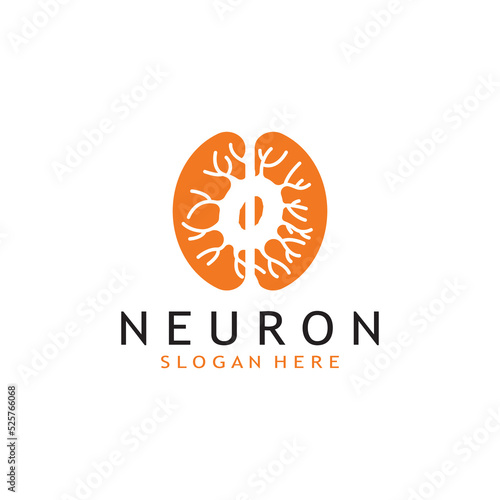 nerve cell logo or neuron logo with vector template
