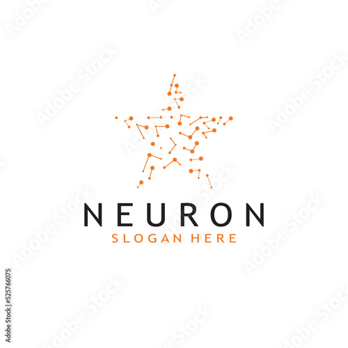 nerve cell logo or neuron logo with vector template