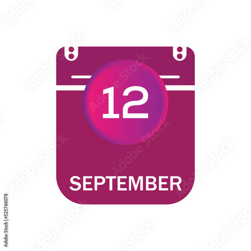 12 september, september calendar icon with date
