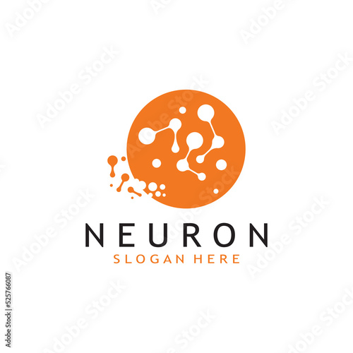 nerve cell logo or neuron logo with vector template