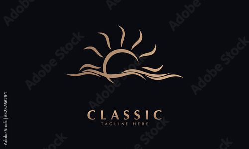 sunset or beach vector logo monogram template