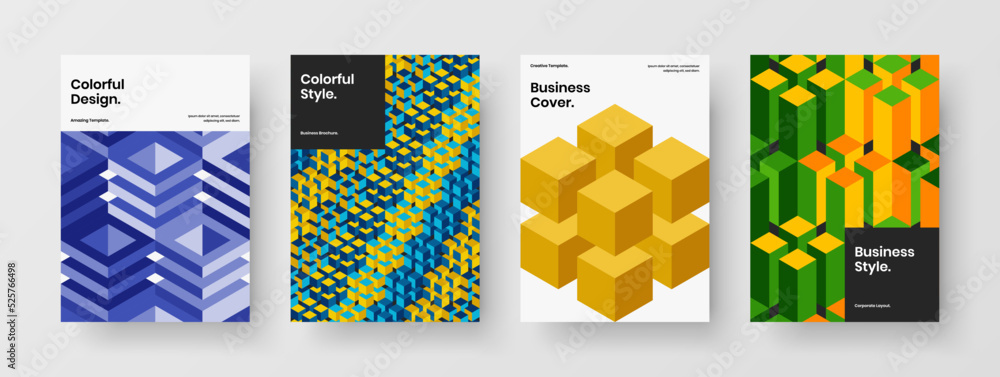 Minimalistic journal cover A4 vector design illustration collection. Abstract geometric hexagons presentation layout set. Minimalistic journal cover A4 vector design illustration collection. Abstract geometric hexagons presentation layout set.