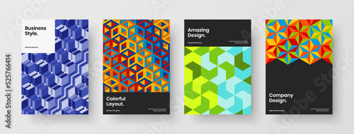 Simple geometric pattern corporate identity layout set. Premium company cover A4 vector design illustration composition.