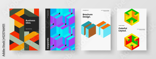 Free Download Creative geometric hexagons booklet layout collection. Fresh poster A4 vector design illustration set. - GFXLoad