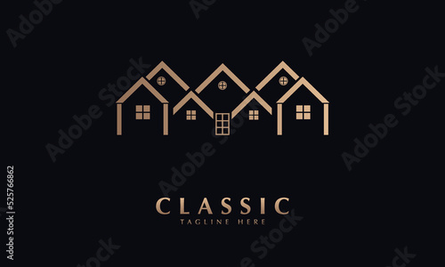 a beautiful home or palace vector logo monogram template