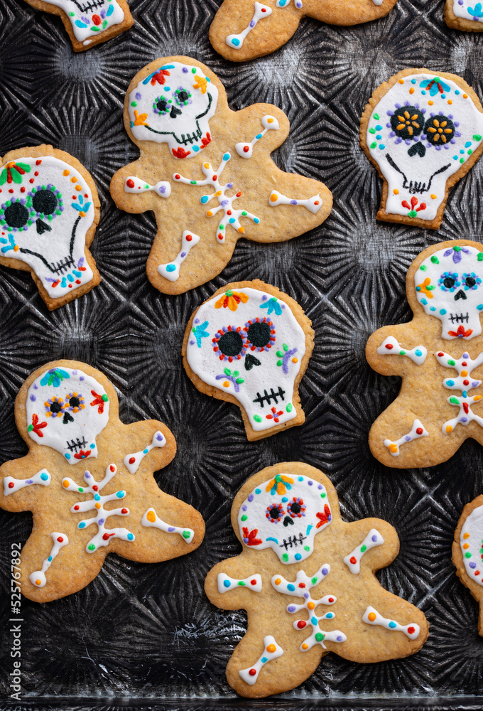 Day of the Dead cookies in shape of sugar skull.