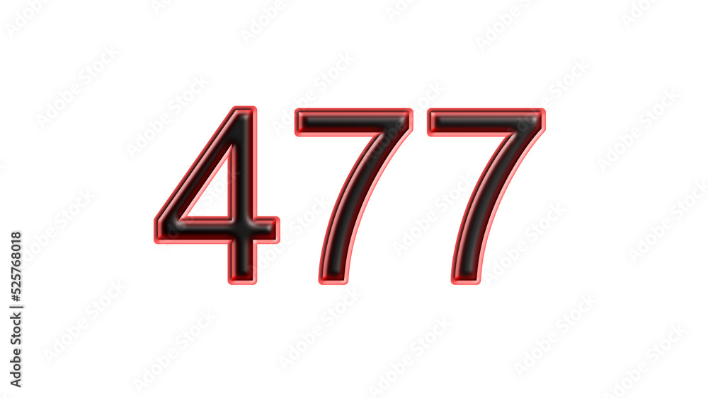 red 477 number 3d effect white background red 477 number 3d effect white background