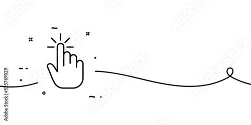 Press the button with index finger line icon. Touch gesture, control, tap, press, screen, hand, user, device. Technology concept. One line style. Vector line icon for Business and Advertising