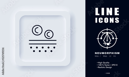 Skin contamination line icon. Germs, dust, harmful substances, sebum, acne, clean pores, cleanser, face, hydration, protection, beauty routine. Selfcare concept. Neomorphism style. Vector line icon