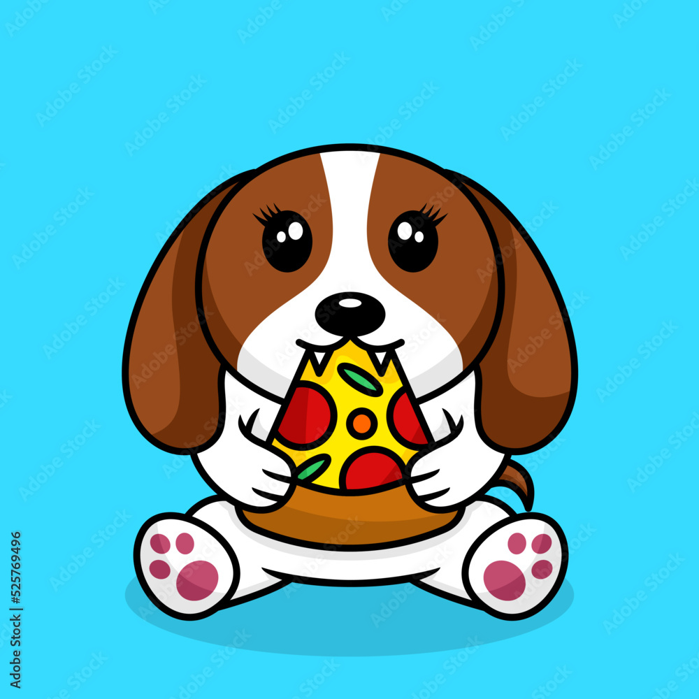 Vector illustration of premium cute dog eating pizza Vector illustration of premium cute dog eating pizza