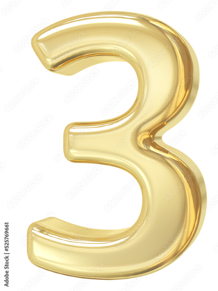 3d golden font number 3 3d golden font number 3