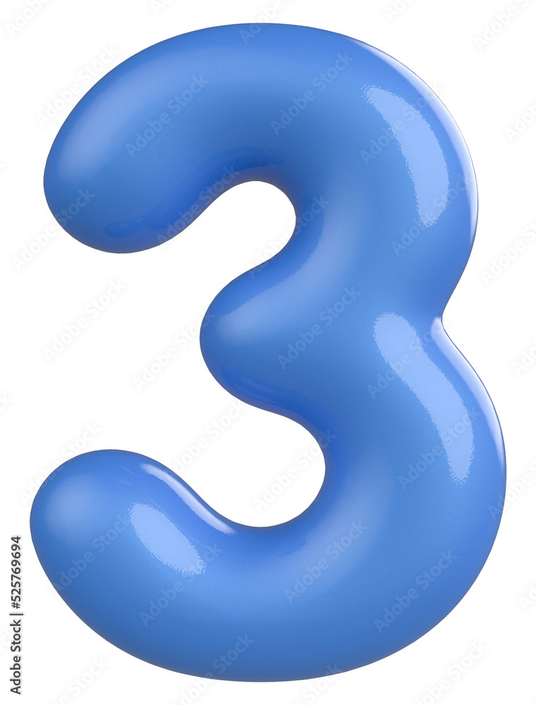 3d blue font number 3 3d blue font number 3