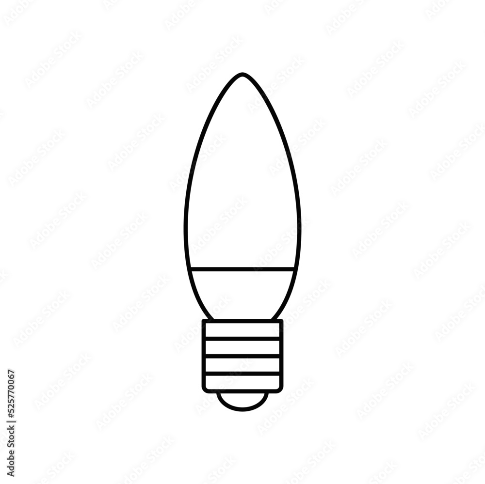 Candle bulb icon in line style icon, isolated on white background Candle bulb icon in line style icon, isolated on white background