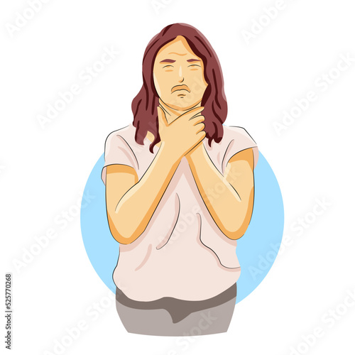 woman in distress cannot breathe suffocated coughing 