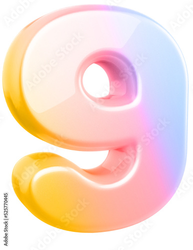 3d number 9 gradient