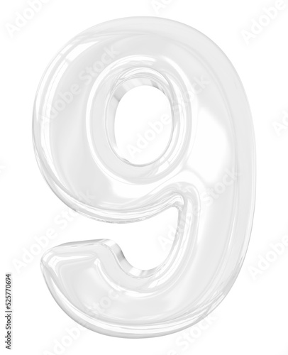 3d number 9 silver