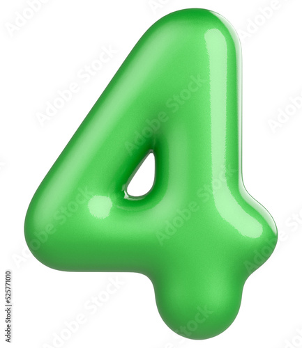 3d green number 4