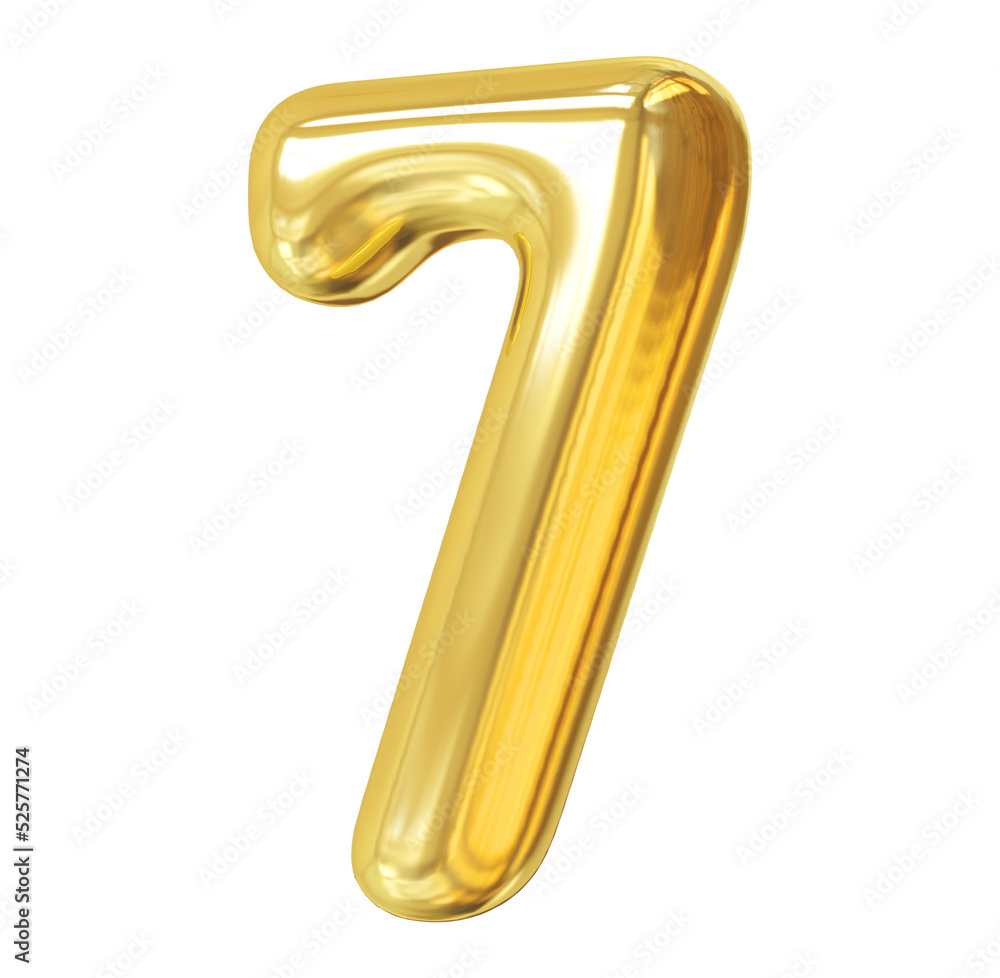 3d golden font number 7