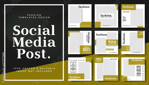 Set of minimalist brown social media post template