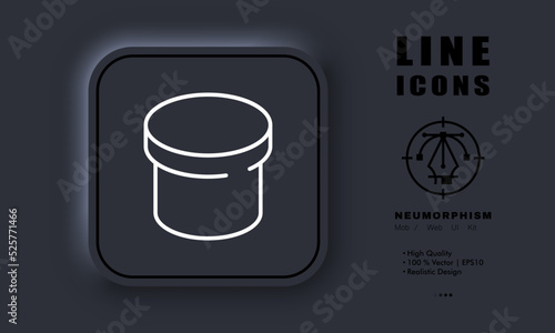 Cylindrical box line icon. Delivery, deliver parcels, gift, present, packing, package, shipping, logistics, cardboard, organizer for things. Packaging concept. Neomorphism style. Vector line icon