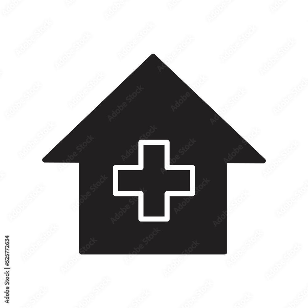 Home Health care icon design. House with cross. Smart home add design. Home with plus Symbol, vector illustration Home Health care icon design. House with cross. Smart home add design. Home with plus Symbol, vector illustration